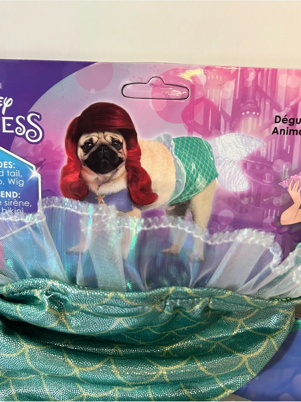 Disney Princess Ariel Dog Costume with Red Wig